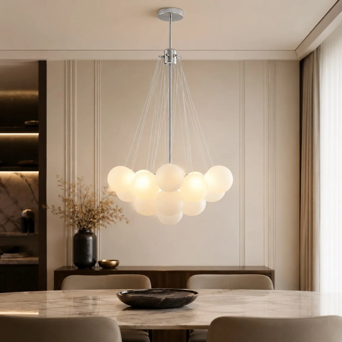 LuxRoyale Modern Glass Bubble Chandelier Hanging Light Fixture For Dining Room - Royale Basic