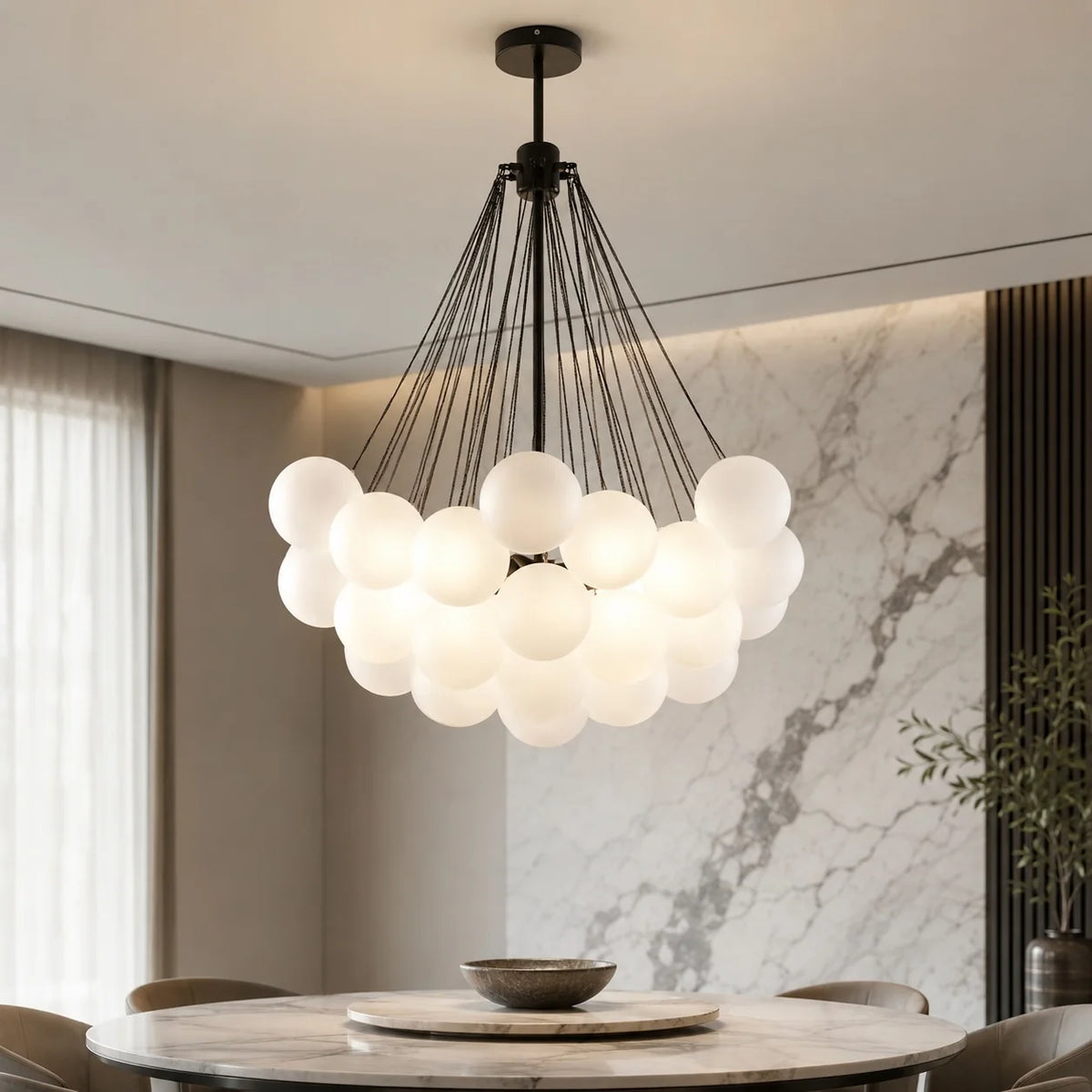 LuxRoyale Modern Glass Bubble Chandelier Hanging Light Fixture For Dining Room - Royale Basic