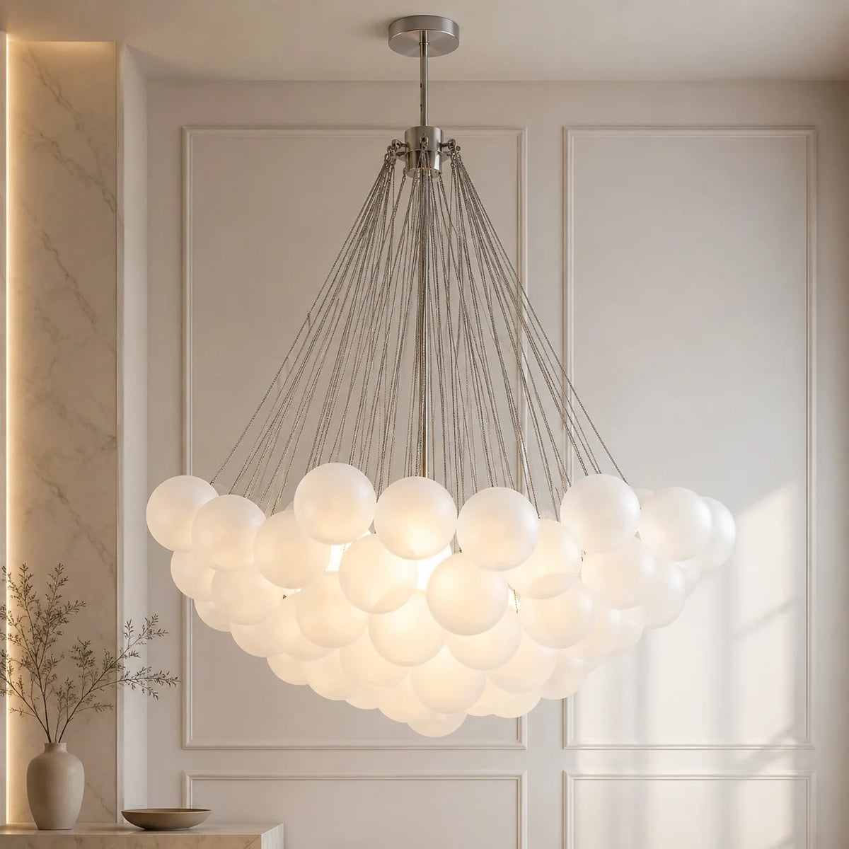 LuxRoyale Modern Glass Bubble Chandelier Hanging Light Fixture For Dining Room - Royale Basic