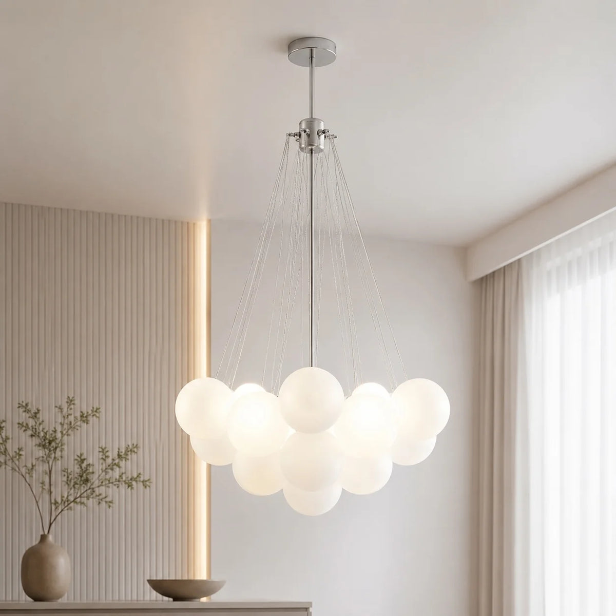 LuxRoyale Modern Glass Bubble Chandelier Hanging Light Fixture For Dining Room - Royale Basic
