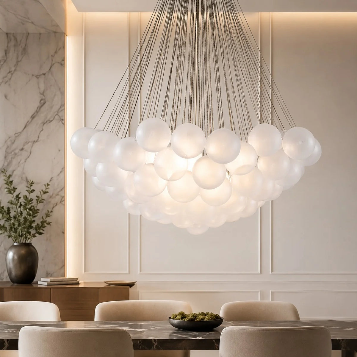 LuxRoyale Modern Glass Bubble Chandelier Hanging Light Fixture For Dining Room - Royale Basic