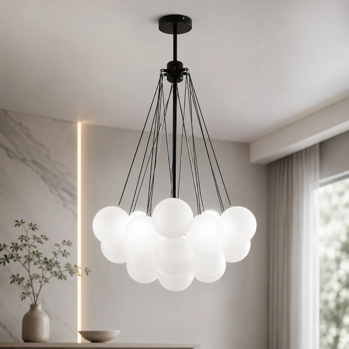 LuxRoyale Modern Glass Bubble Chandelier Hanging Light Fixture For Dining Room - Royale Basic