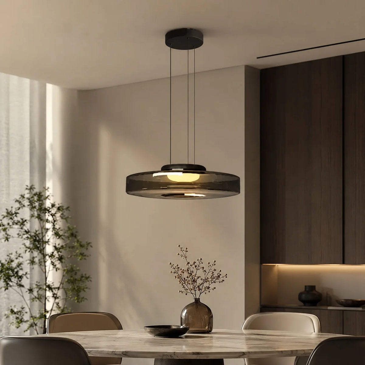 LuxRoyale Modern Glass Pendant Light Adjustable Dimmable LED Hanging Lamp - Royale Basic
