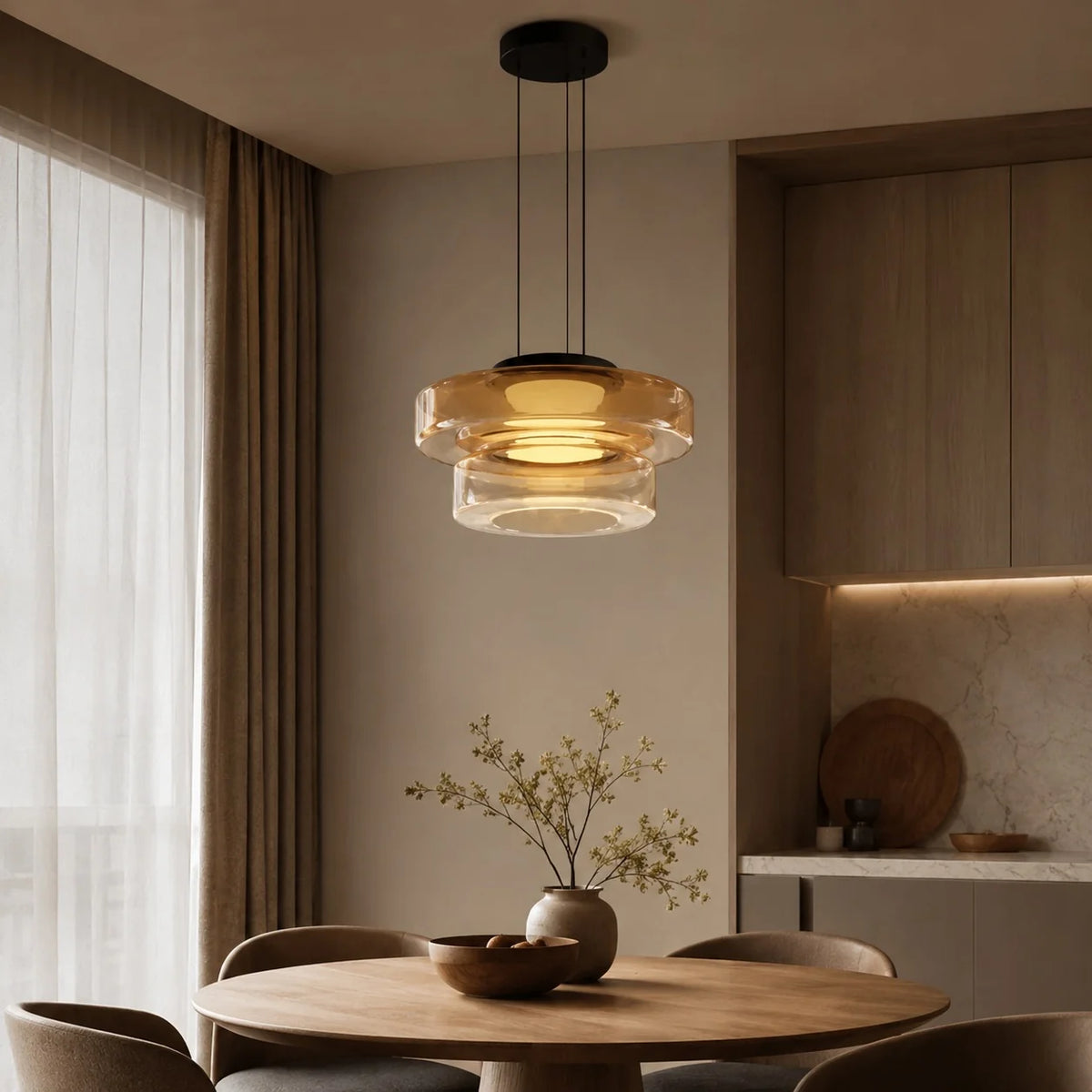 LuxRoyale Modern Glass Pendant Light Adjustable Dimmable LED Hanging Lamp - Royale Basic