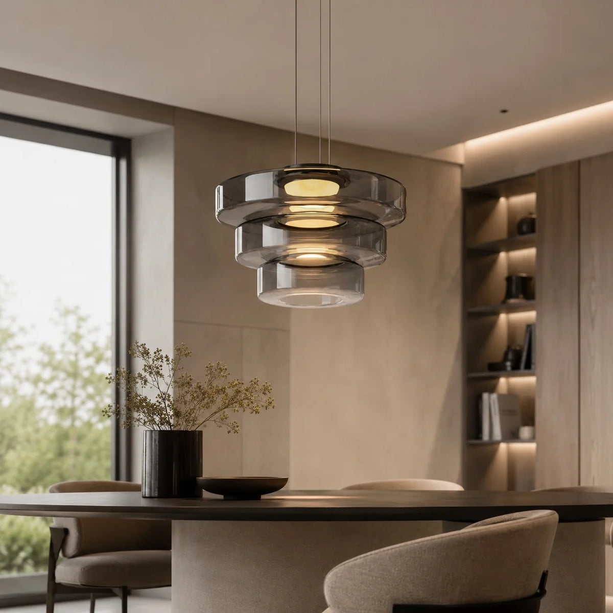 LuxRoyale Modern Glass Pendant Light Adjustable Dimmable LED Hanging Lamp - Royale Basic