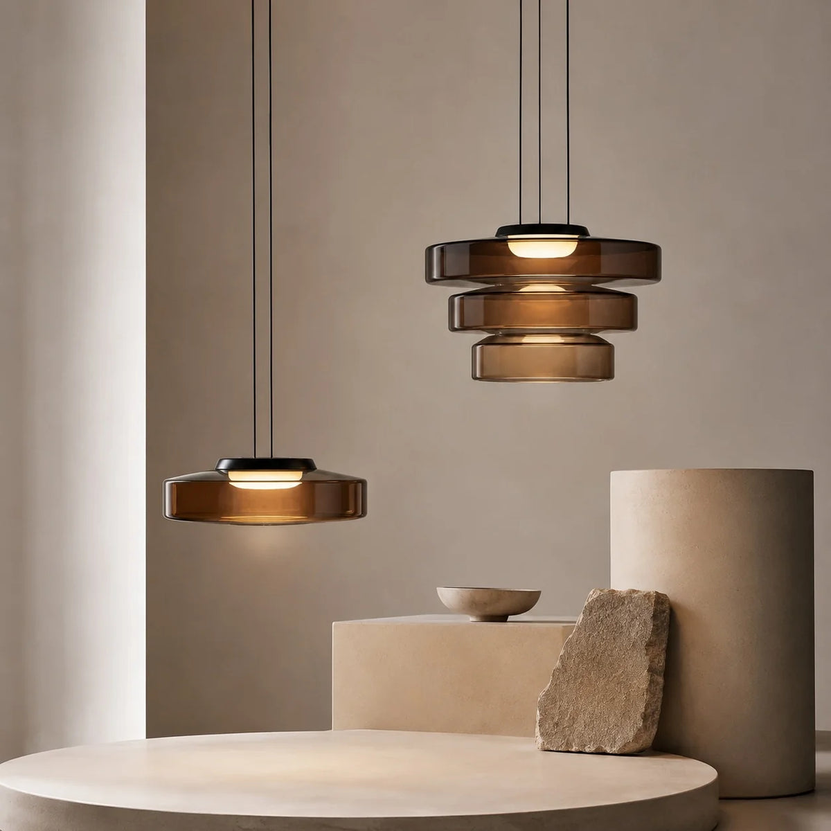 LuxRoyale Modern Glass Pendant Light Adjustable Dimmable LED Hanging Lamp - Royale Basic