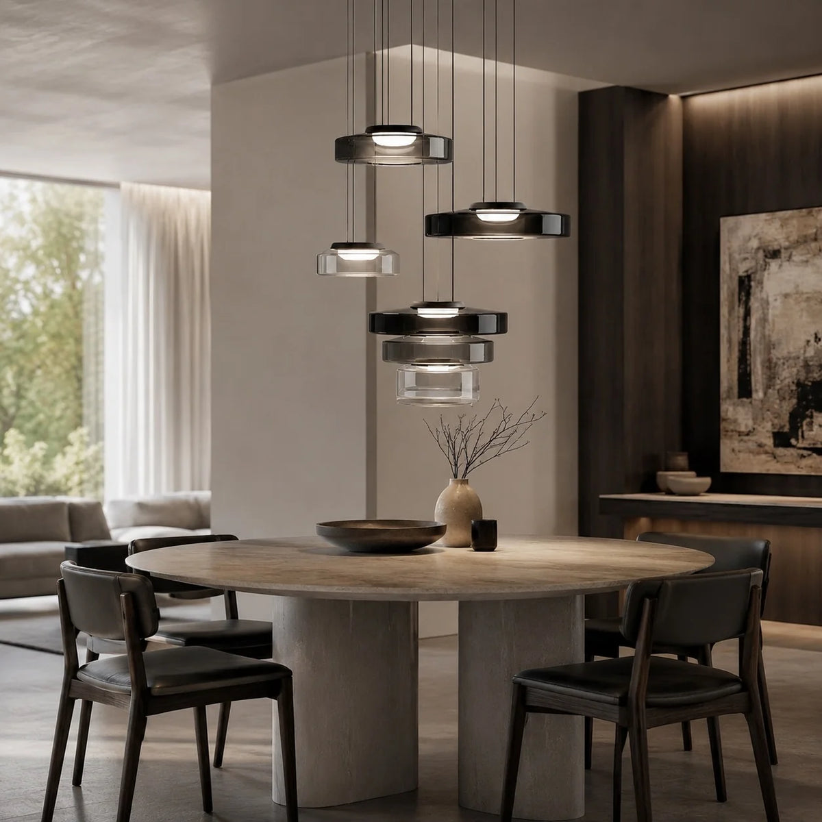 LuxRoyale Modern Glass Pendant Light Adjustable Dimmable LED Hanging Lamp - Royale Basic