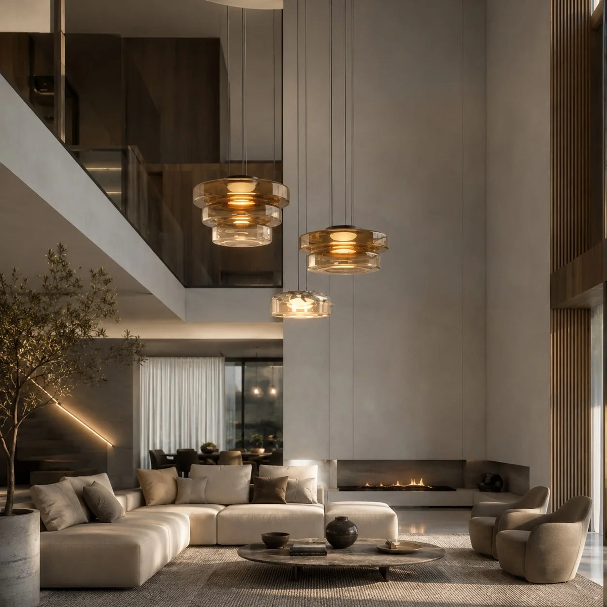 LuxRoyale Modern Glass Pendant Light Adjustable Dimmable LED Hanging Lamp - Royale Basic