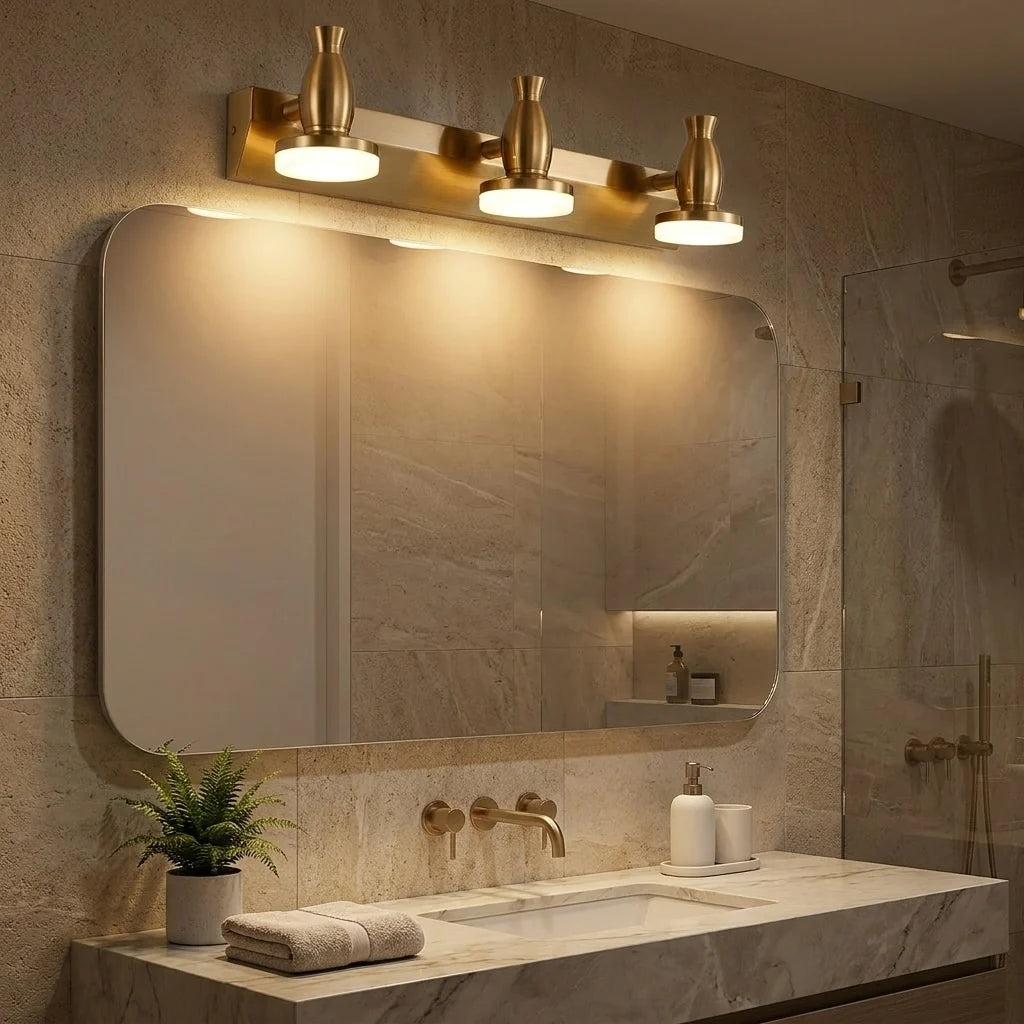 LuxRoyale Modern Gold LED Bathroom Vanity Light Adjustable Wall Fixture - Royale Basic
