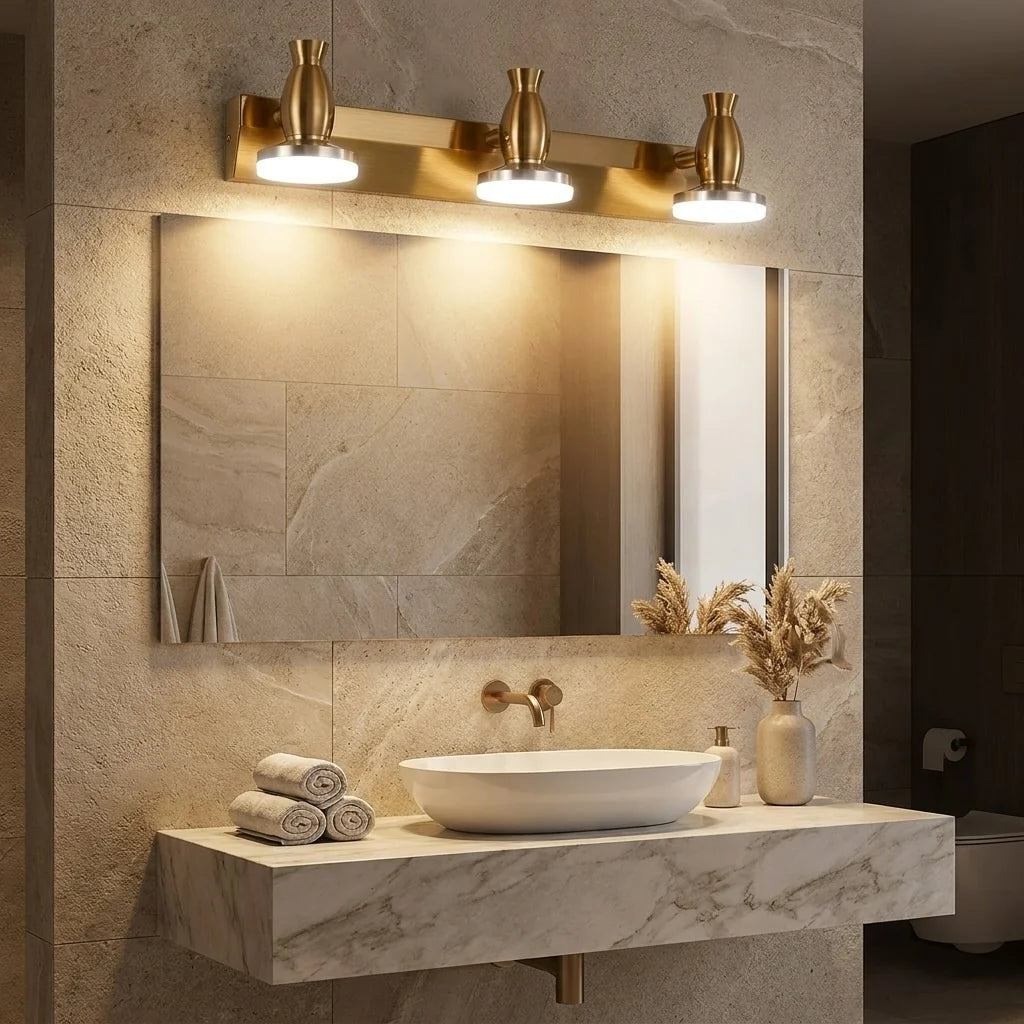 LuxRoyale Modern Gold LED Bathroom Vanity Light Adjustable Wall Fixture - Royale Basic