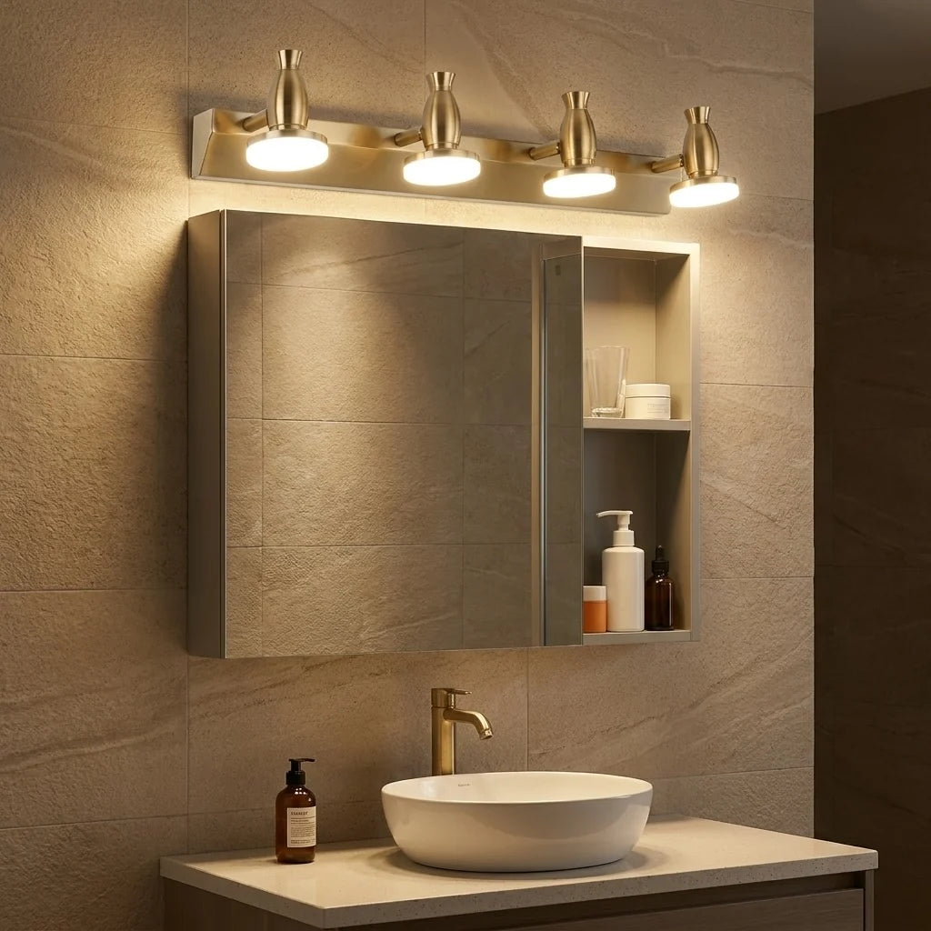 LuxRoyale Modern Gold LED Bathroom Vanity Light Adjustable Wall Fixture - Royale Basic
