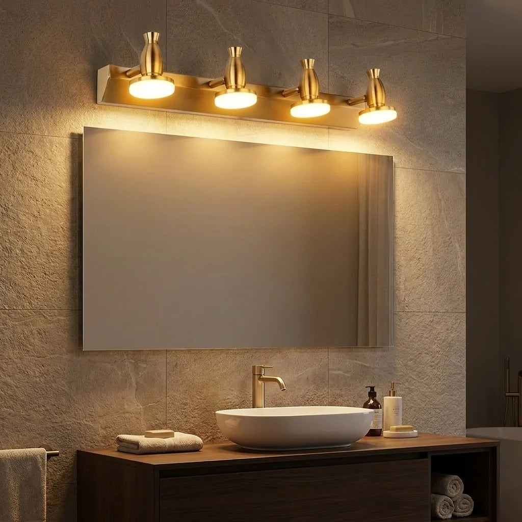 LuxRoyale Modern Gold LED Bathroom Vanity Light Adjustable Wall Fixture - Royale Basic