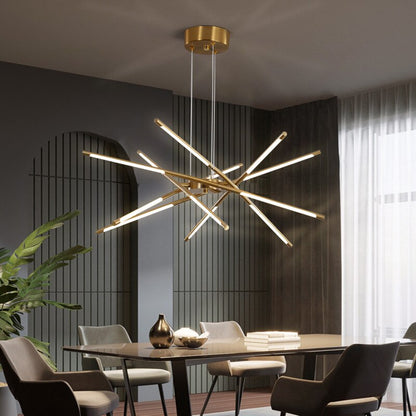 LuxRoyale Modern Gold LED Chandelier Linear Hanging Light Fixture - Royale Basic