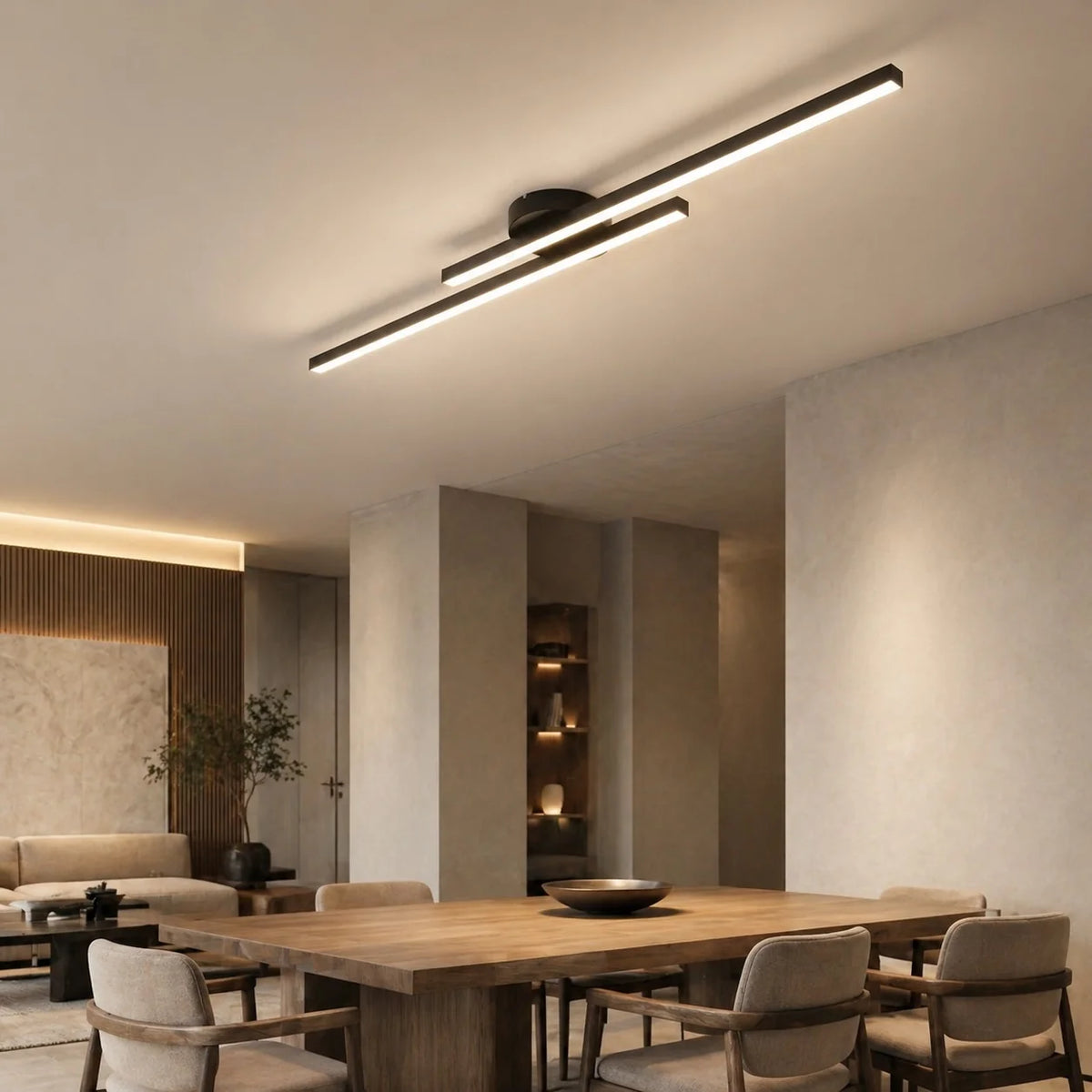 LuxRoyale Modern Linear LED Flush Mount Ceiling Light Fixture - Royale Basic
