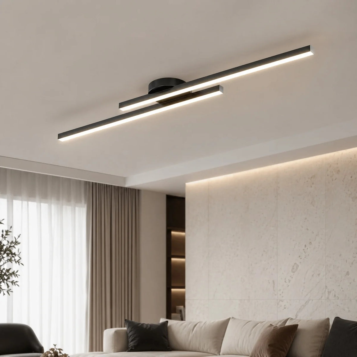 LuxRoyale Modern Linear LED Flush Mount Ceiling Light Fixture - Royale Basic