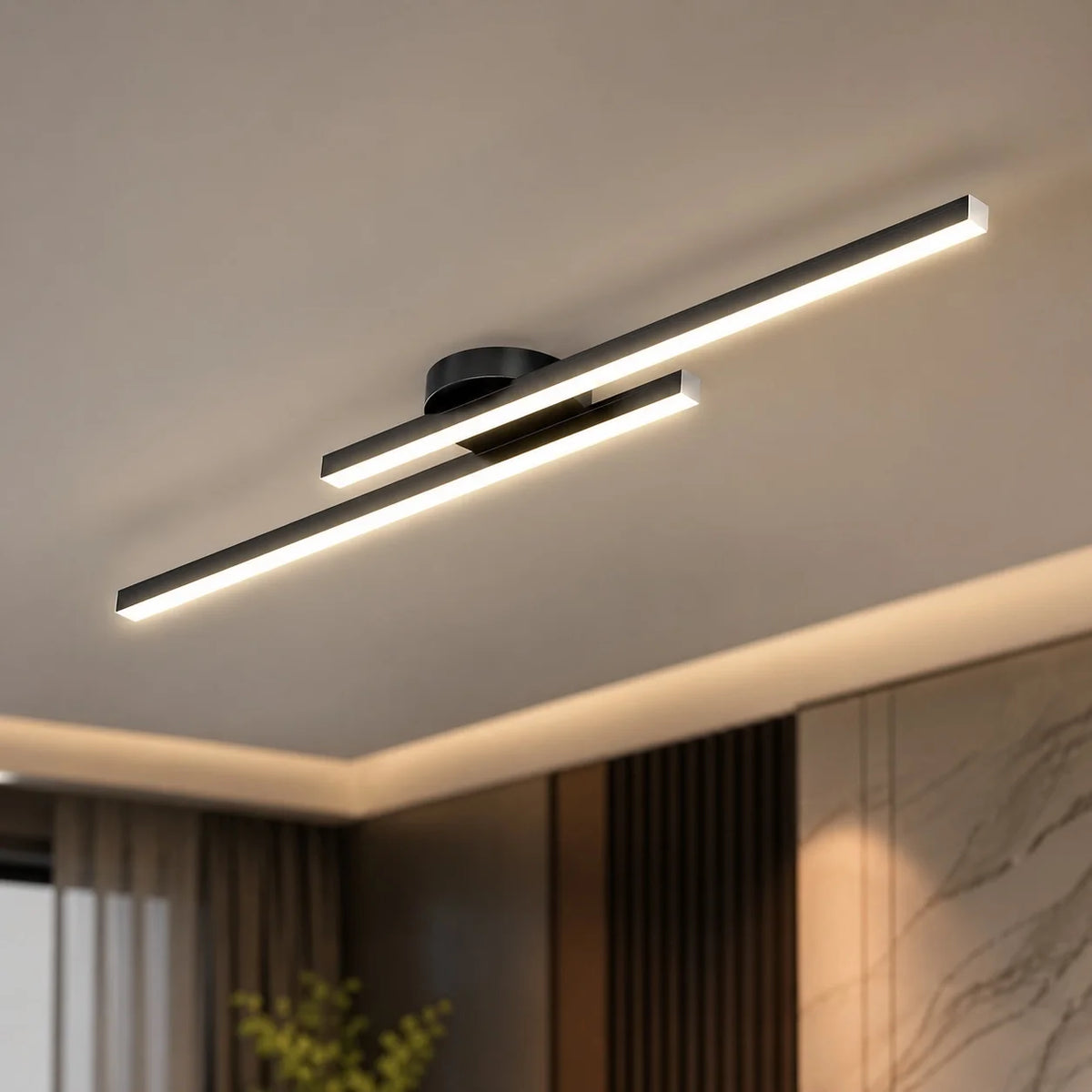LuxRoyale Modern Linear LED Flush Mount Ceiling Light Fixture - Royale Basic
