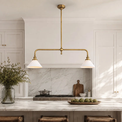 LuxRoyale Modern Linear Pendant Light Kitchen Island Brass Fixture - Royale Basic