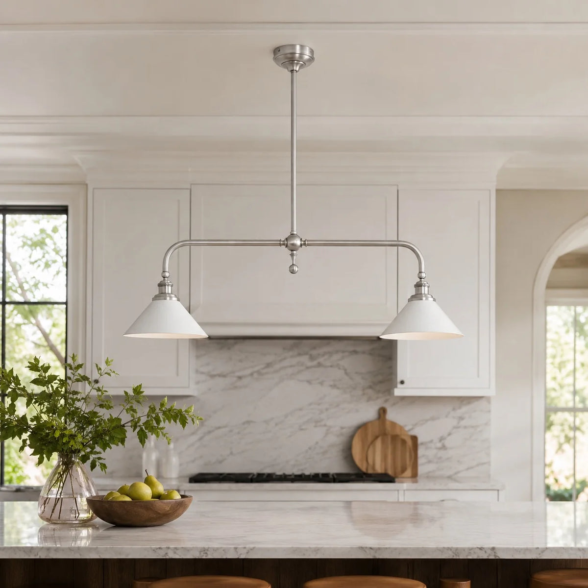 LuxRoyale Modern Linear Pendant Light Kitchen Island Brass Fixture - Royale Basic