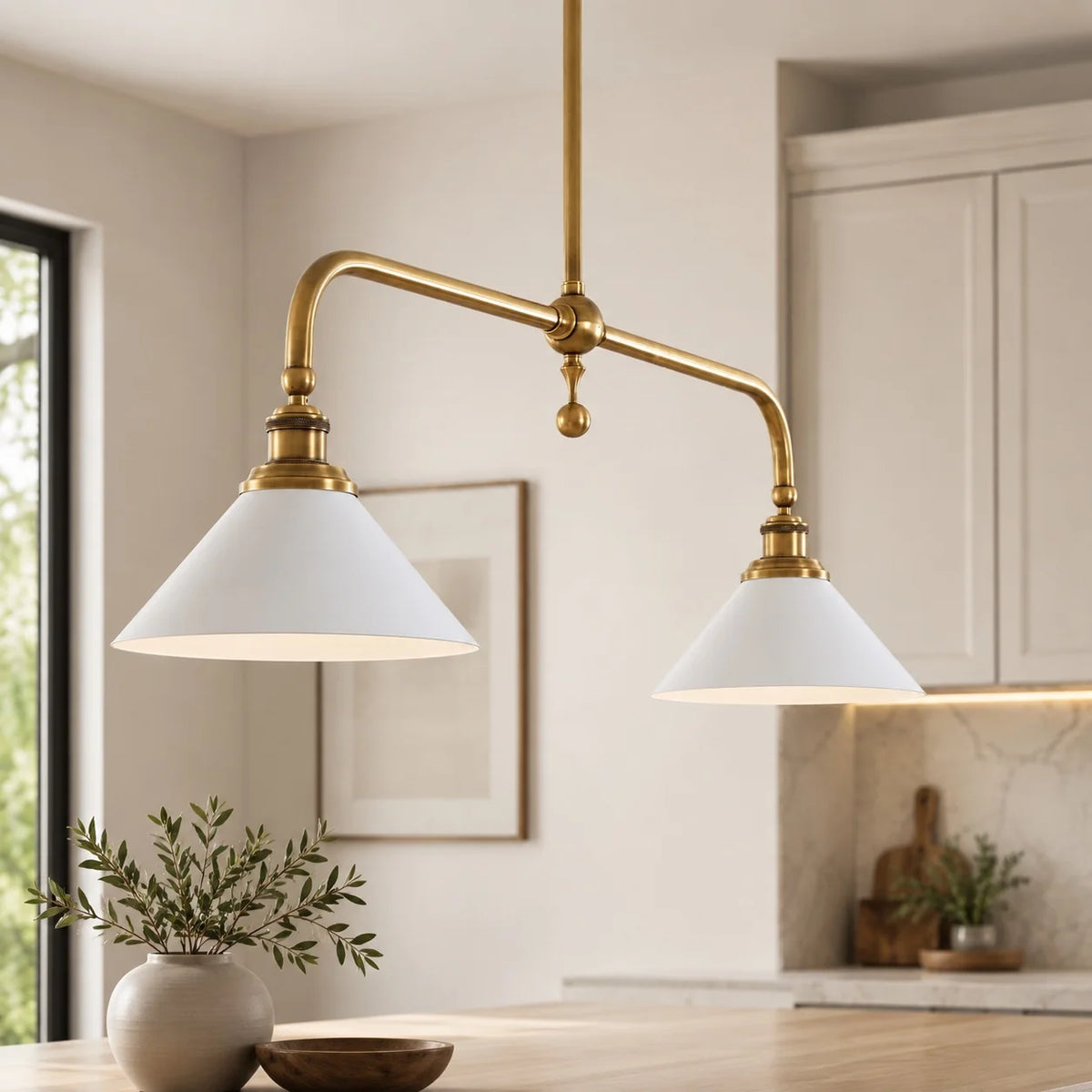 LuxRoyale Modern Linear Pendant Light Kitchen Island Brass Fixture - Royale Basic