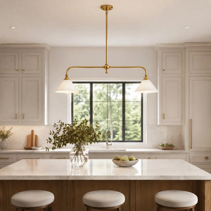 LuxRoyale Modern Linear Pendant Light Kitchen Island Brass Fixture - Royale Basic