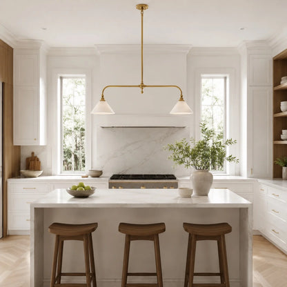 LuxRoyale Modern Linear Pendant Light Kitchen Island Brass Fixture - Royale Basic
