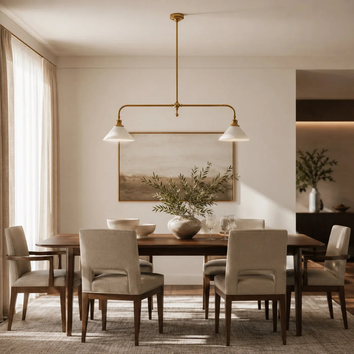 LuxRoyale Modern Linear Pendant Light Kitchen Island Brass Fixture - Royale Basic