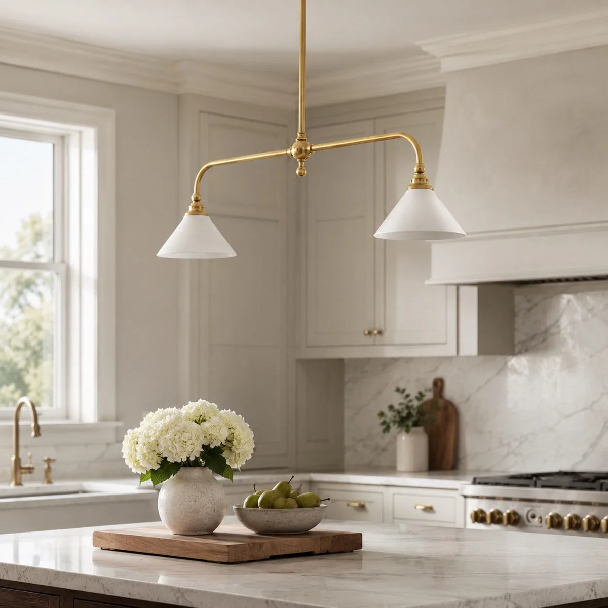 LuxRoyale Modern Linear Pendant Light Kitchen Island Brass Fixture - Royale Basic