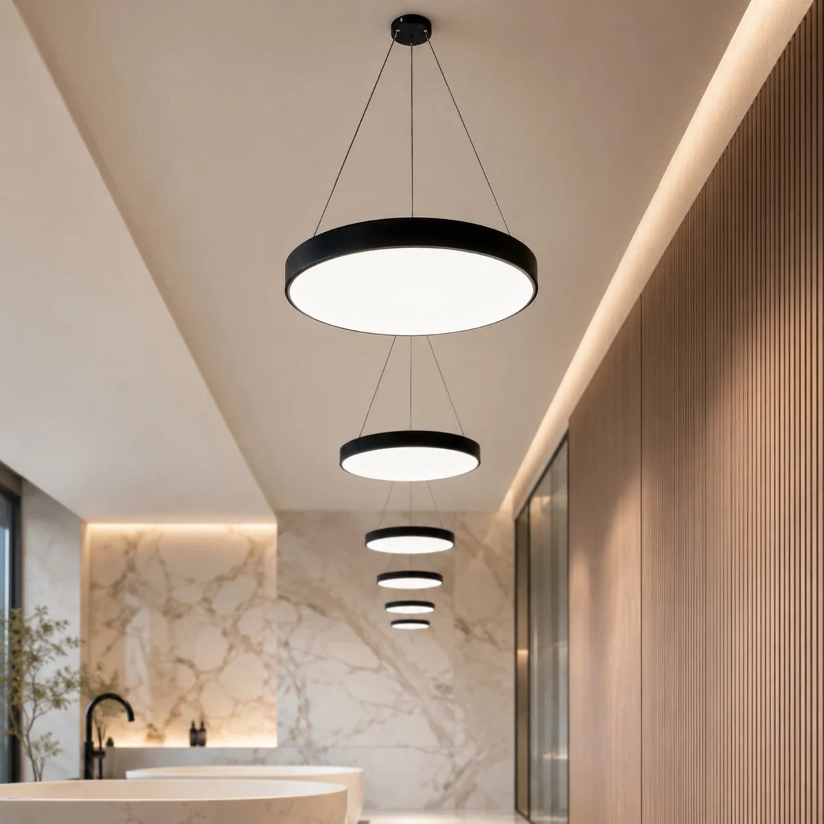 LuxRoyale Modern Round LED Dimmable Pendant Light Fixture - Royale Basic