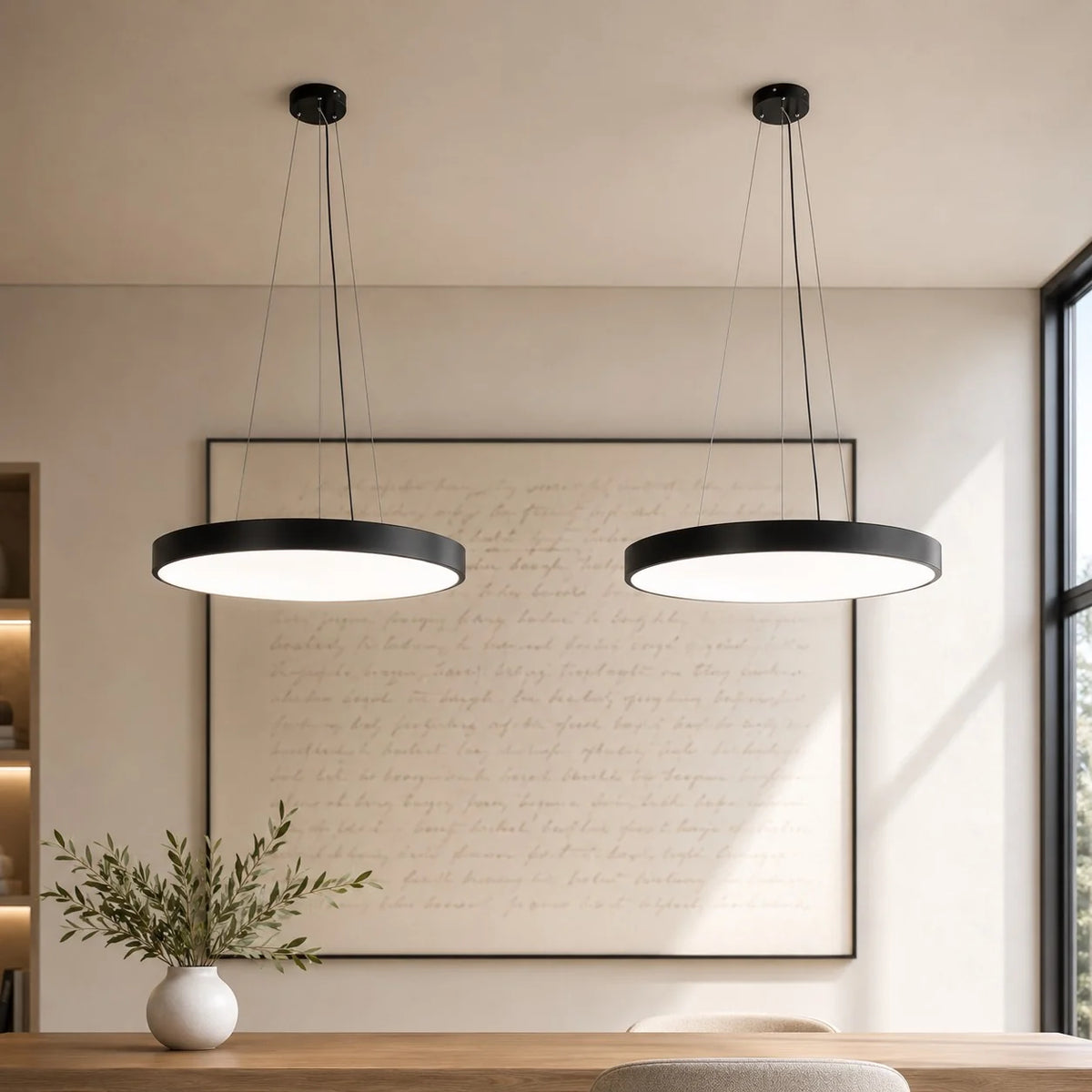 LuxRoyale Modern Round LED Dimmable Pendant Light Fixture - Royale Basic