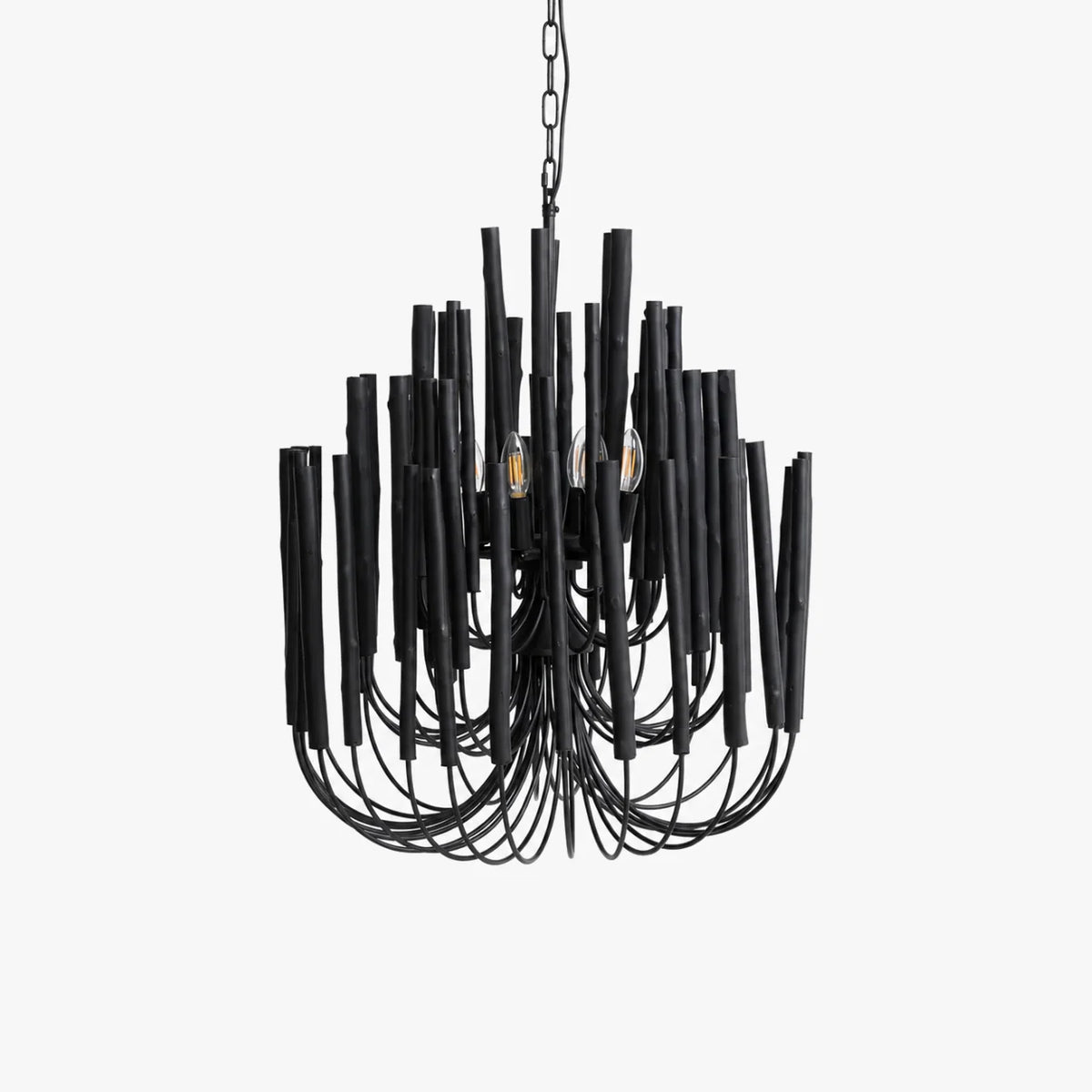 LuxRoyale Modern Rustic Wood Rod Branch Chandelier Hanging Light Fixture - Royale Basic
