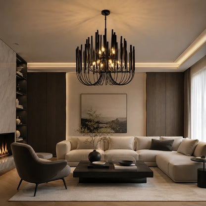 LuxRoyale Modern Rustic Wood Rod Branch Chandelier Hanging Light Fixture - Royale Basic