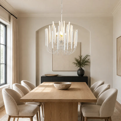 LuxRoyale Modern Rustic Wood Rod Branch Chandelier Hanging Light Fixture - Royale Basic