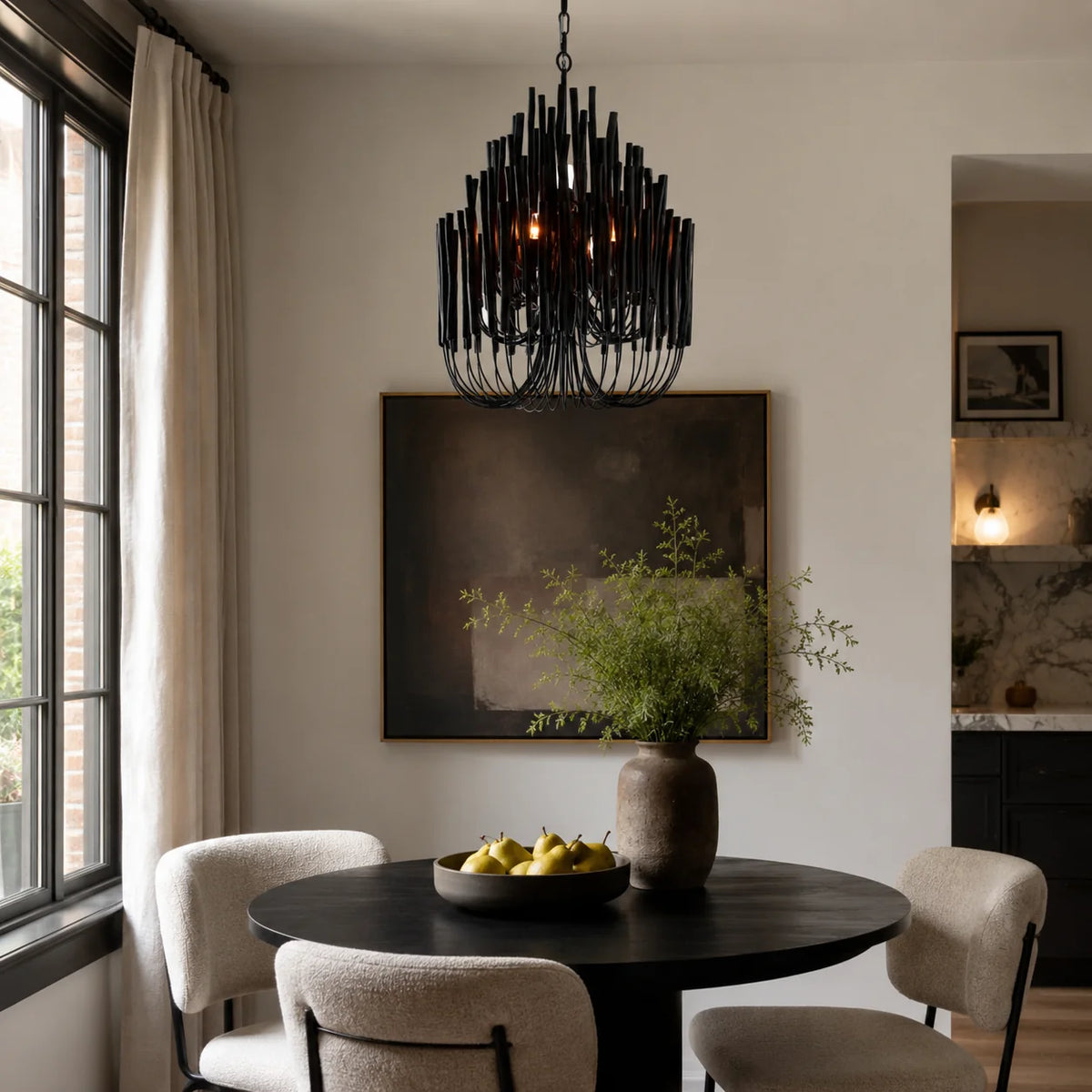 LuxRoyale Modern Rustic Wood Rod Branch Chandelier Hanging Light Fixture - Royale Basic