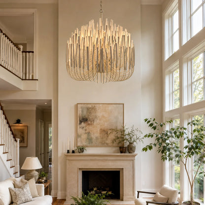 LuxRoyale Modern Rustic Wood Rod Branch Chandelier Hanging Light Fixture - Royale Basic