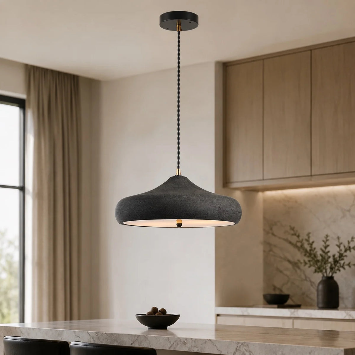 LuxRoyale Modern Sculptural Disc LED Pendant Light Adjustable Suspension - Royale Basic