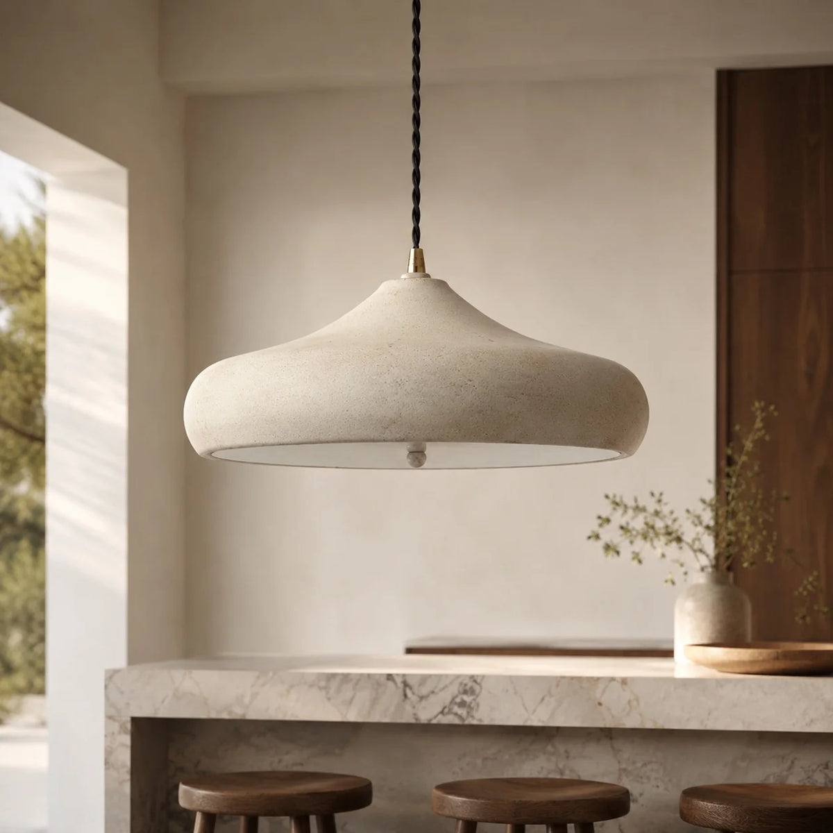 LuxRoyale Modern Sculptural Disc LED Pendant Light Adjustable Suspension - Royale Basic