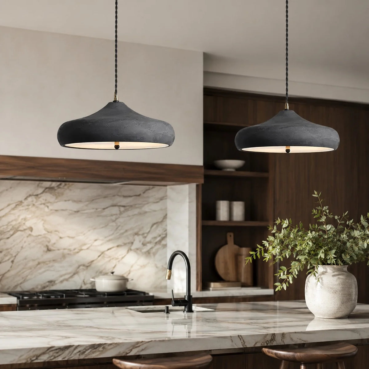 LuxRoyale Modern Sculptural Disc LED Pendant Light Adjustable Suspension - Royale Basic