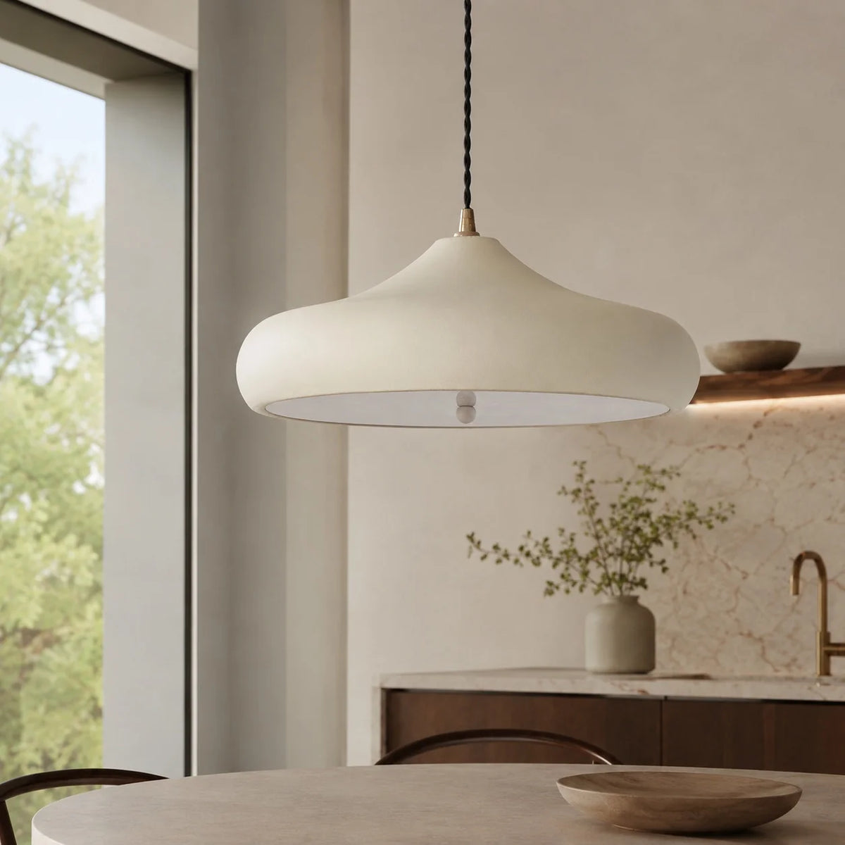 LuxRoyale Modern Sculptural Disc LED Pendant Light Adjustable Suspension - Royale Basic
