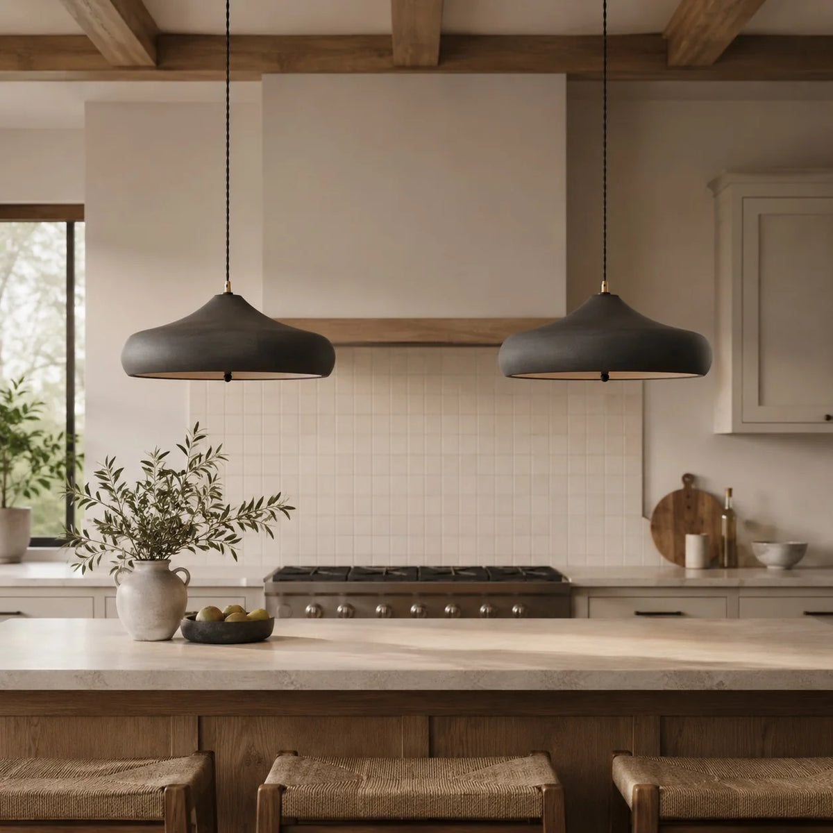 LuxRoyale Modern Sculptural Disc LED Pendant Light Adjustable Suspension - Royale Basic