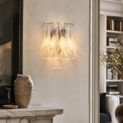 LuxRoyale Murano Glass Petal Wall Sconce Lighting Fixture - Royale Basic