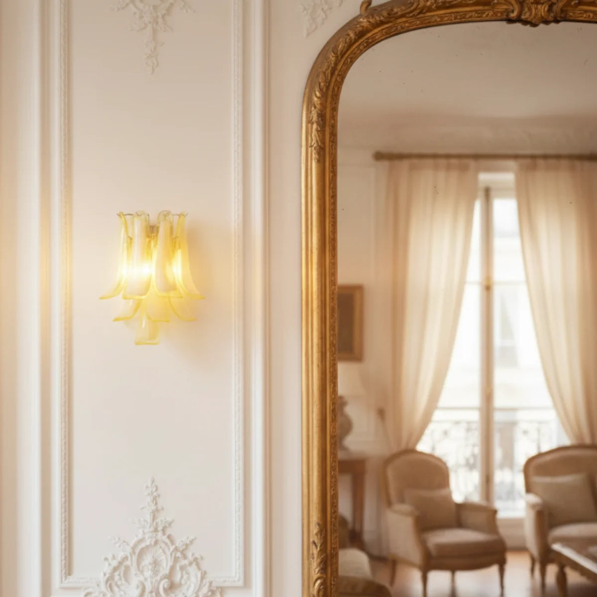 LuxRoyale Murano Glass Petal Wall Sconce Lighting Fixture - Royale Basic