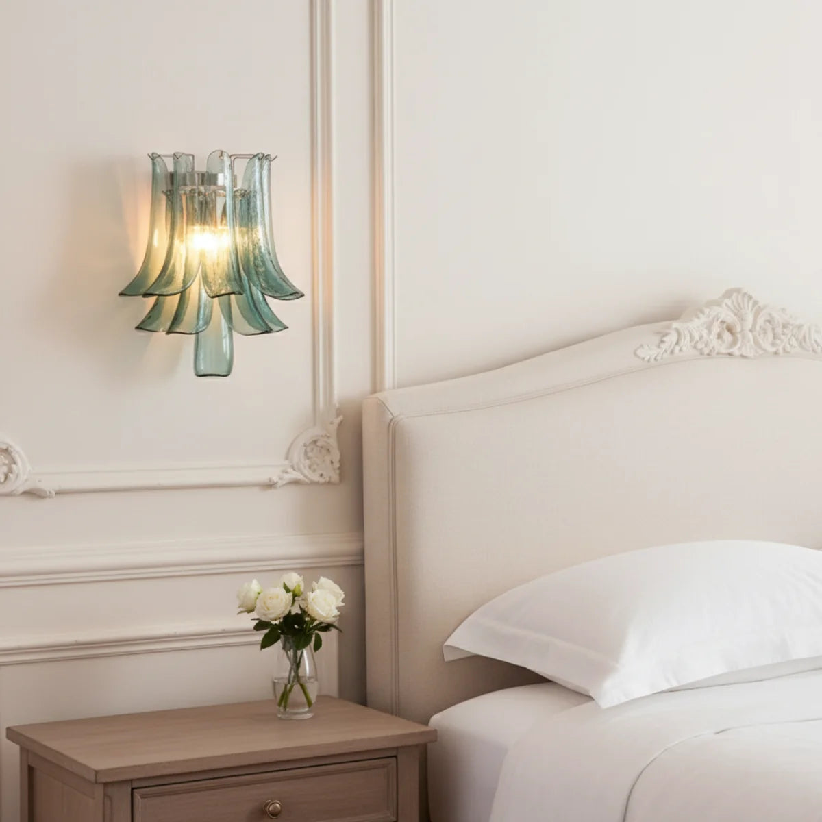 LuxRoyale Murano Glass Petal Wall Sconce Lighting Fixture - Royale Basic