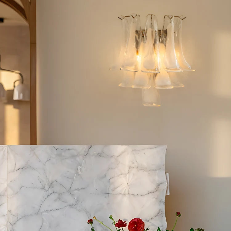 LuxRoyale Murano Glass Petal Wall Sconce Lighting Fixture - Royale Basic