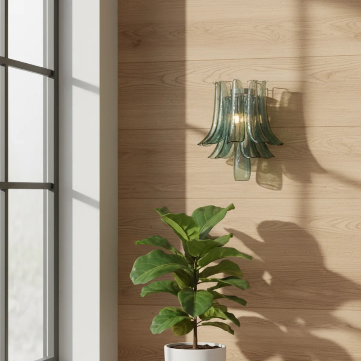 LuxRoyale Murano Glass Petal Wall Sconce Lighting Fixture - Royale Basic