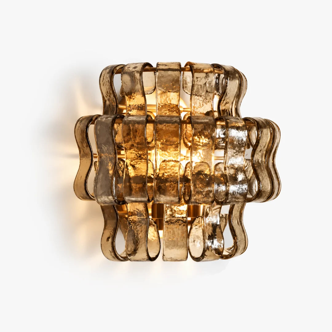 LuxRoyale Murano Glass Wall Lamp Rippled Ribbon Sconce Light - Royale Basic