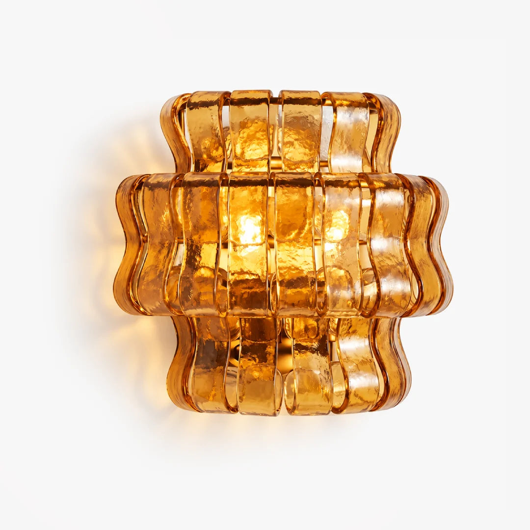 LuxRoyale Murano Glass Wall Lamp Rippled Ribbon Sconce Light - Royale Basic