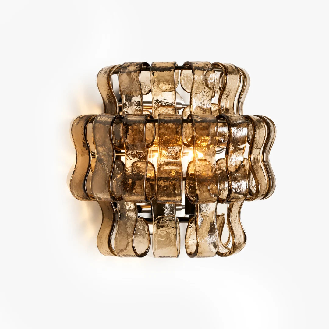 LuxRoyale Murano Glass Wall Lamp Rippled Ribbon Sconce Light - Royale Basic