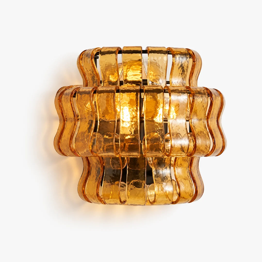 LuxRoyale Murano Glass Wall Lamp Rippled Ribbon Sconce Light - Royale Basic