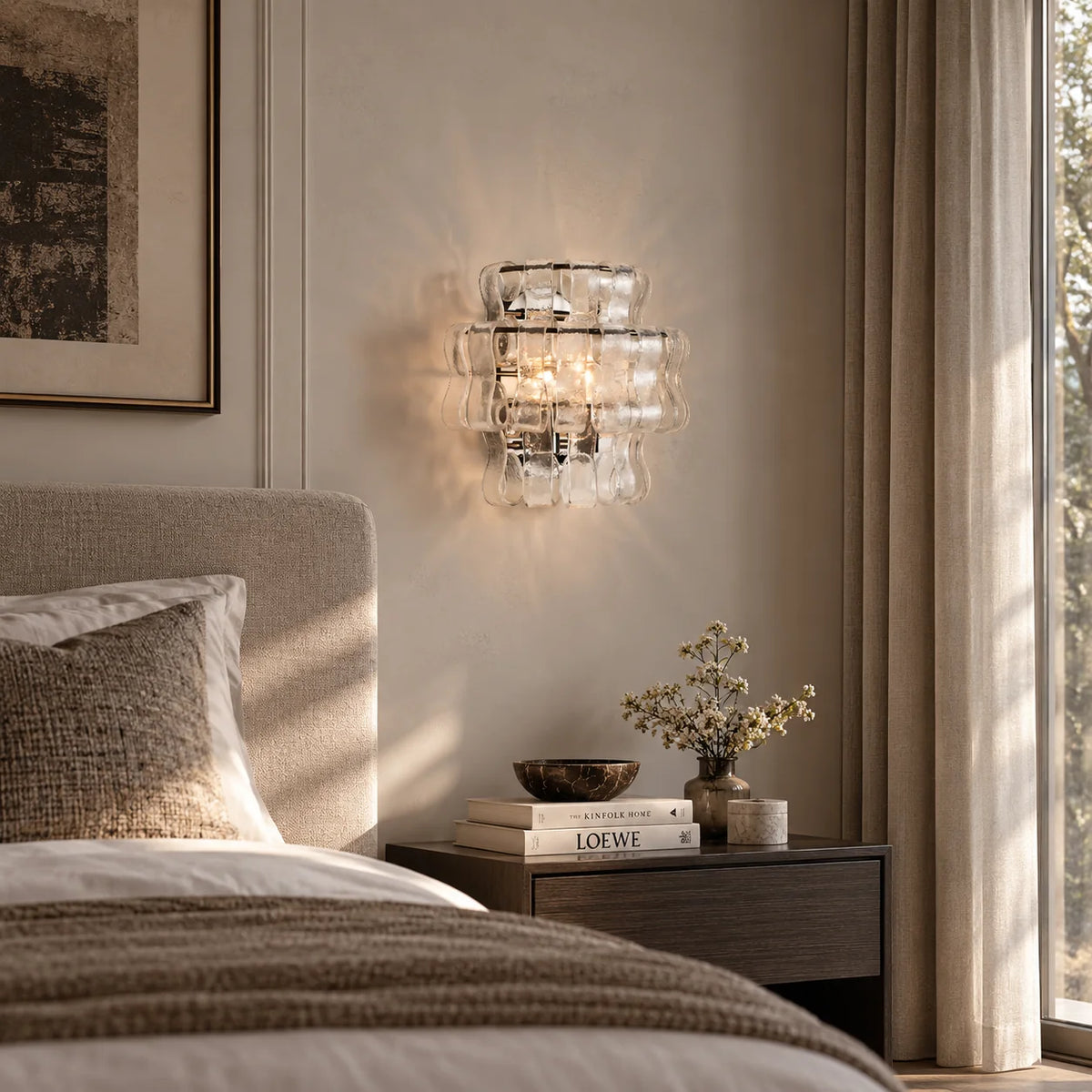 LuxRoyale Murano Glass Wall Lamp Rippled Ribbon Sconce Light - Royale Basic