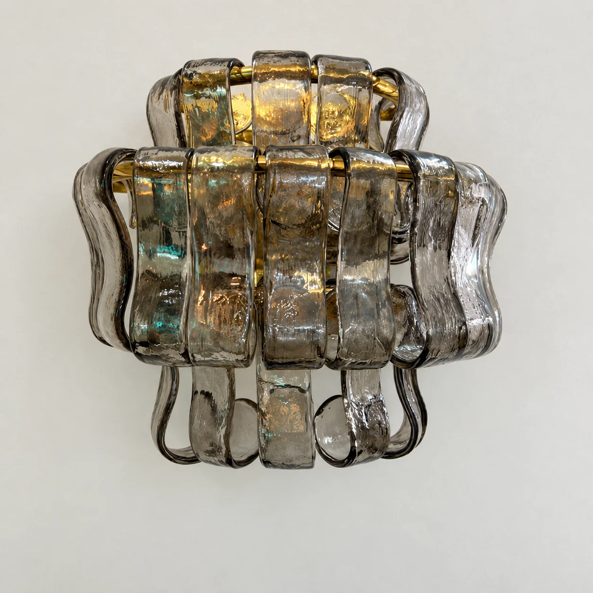 LuxRoyale Murano Glass Wall Lamp Rippled Ribbon Sconce Light - Royale Basic
